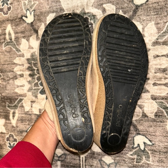 Papillio birkenstocks Tan Suede Loafers with Gold Buckle - Picture 5 of 6